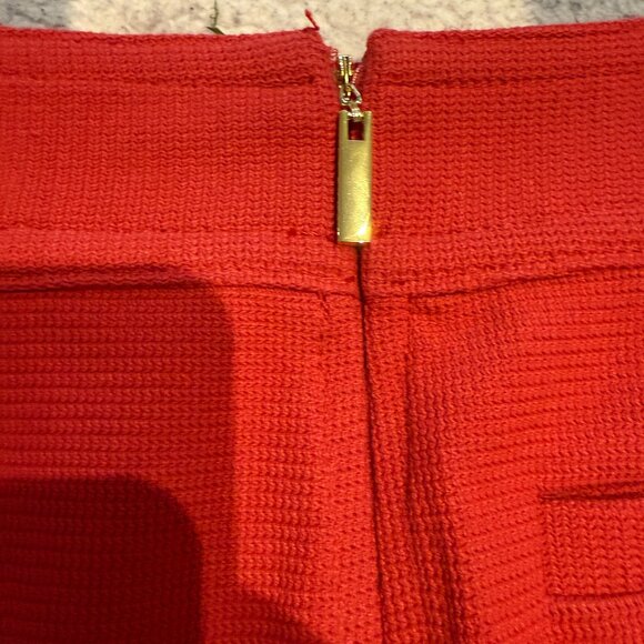 Tory Burch X Bergdorf Goodman Coral/Orange Brown Linen Pleated Mini - Picture 9 of 12